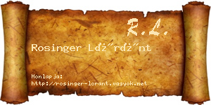 Rosinger Lóránt névjegykártya
